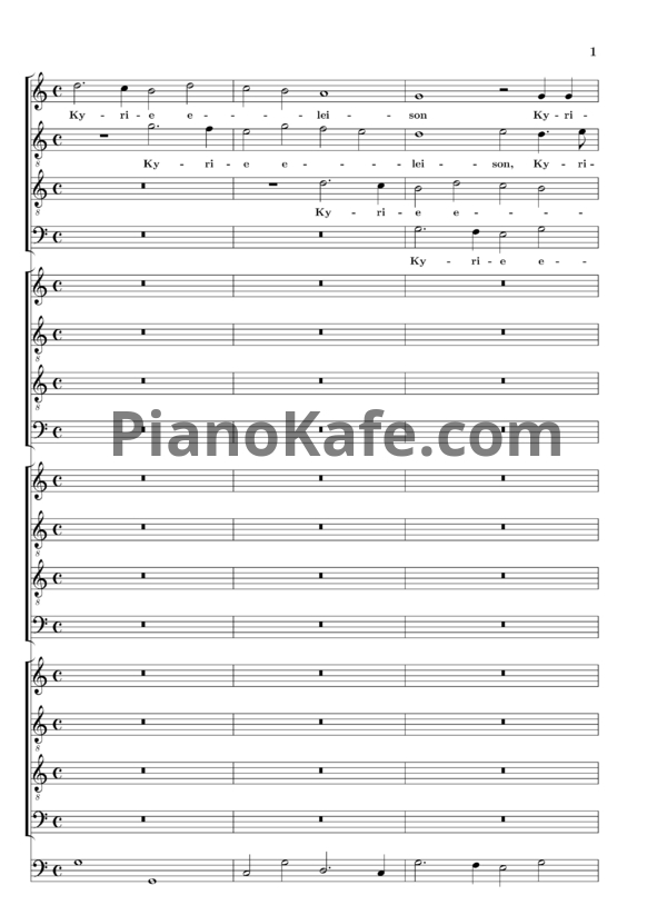 Ноты Антонио Аббатини - Месса для 4-х хоров - PianoKafe.com