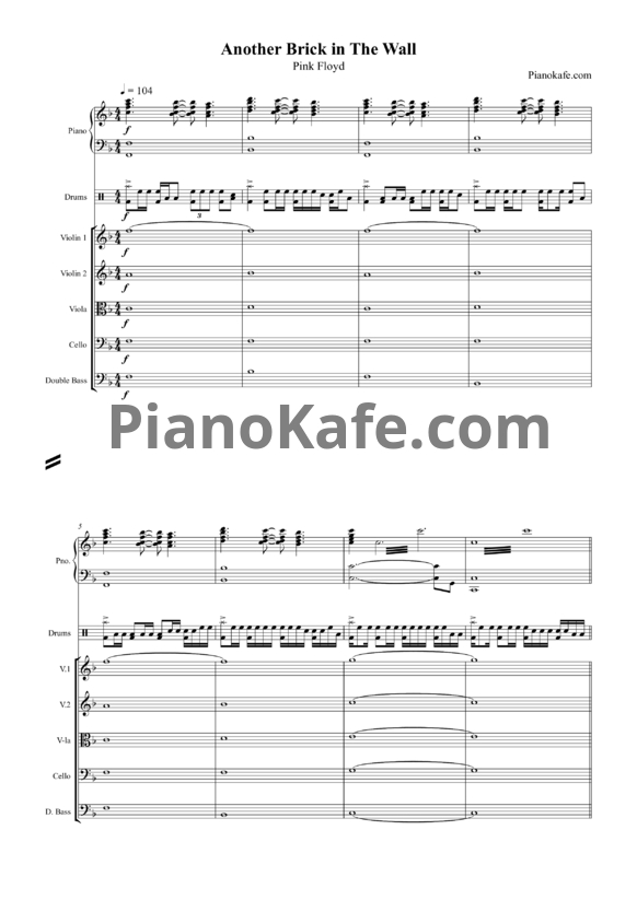 Ноты Pink Floyd - Another brick in the wall (Партитура и партии) - PianoKafe.com