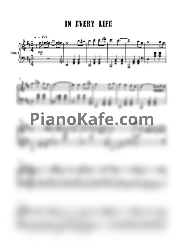 Ноты Peter Kater - In every life - PianoKafe.com