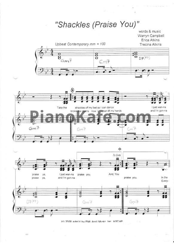 НОТЫ Mary Mary Shackles Praise You ноты для фортепиано гитары голоса — Pianokafe