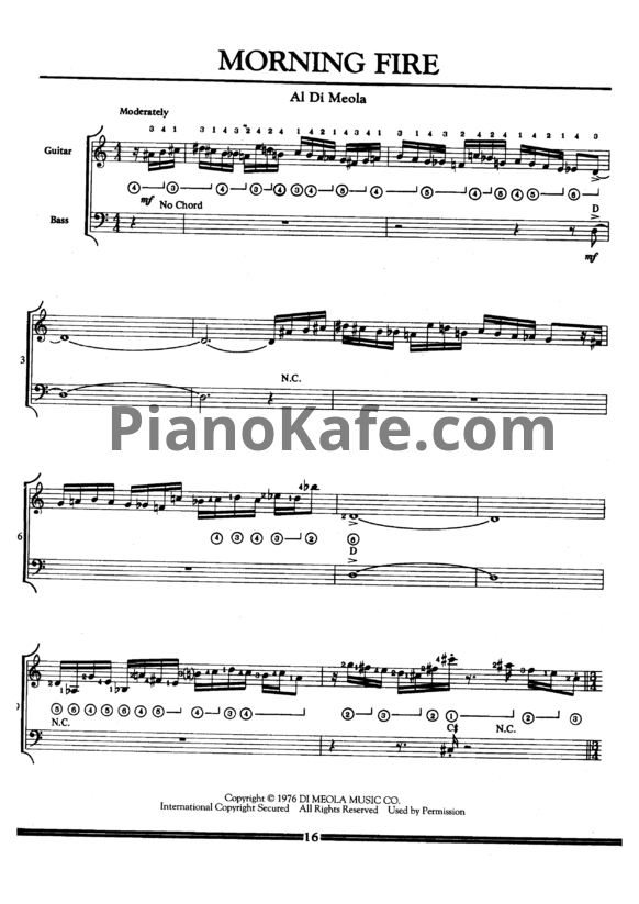 Ноты Al Di Meola - Morning fire - PianoKafe.com
