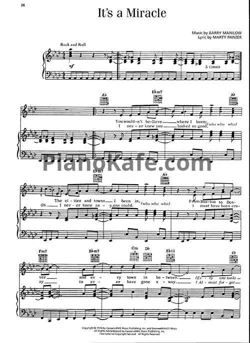 Ноты Barry Manilow - It's a miracle - PianoKafe.com