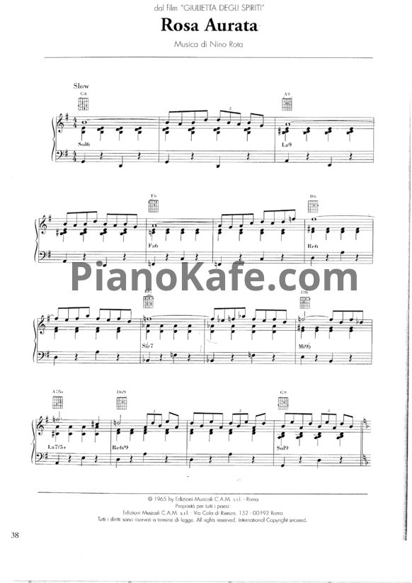 Ноты Nino Rota - Rosa Aurata - PianoKafe.com