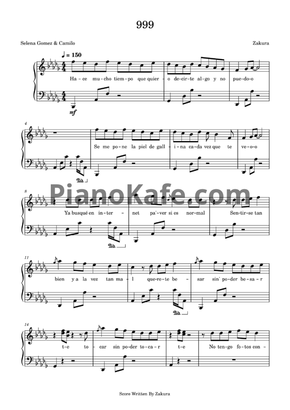 Ноты Selena Gomez & Camil - 999 - PianoKafe.com