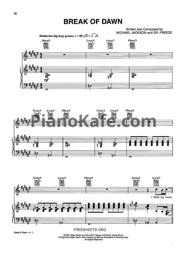 Ноты Michael Jackson - Break of dawn - PianoKafe.com
