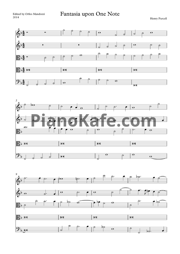 Ноты Генри Пёрселл - Фантазия для 5 виолончелей фа мажор (Z 745) - PianoKafe.com
