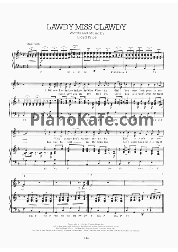 Ноты Elvis Presley - Lawdy miss clawdy - PianoKafe.com