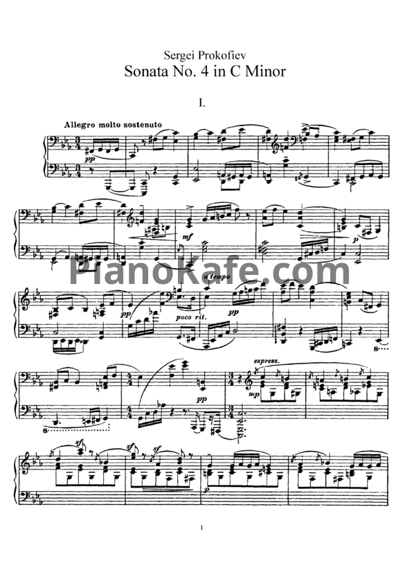 Ноты Сергей Прокофьев - Соната №4 до минор (Op. 29) - PianoKafe.com