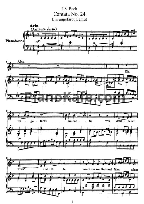 Ноты И. Бах - Кантата №24 "Ein ungefarbt Gemut" (BWV 24) - PianoKafe.com