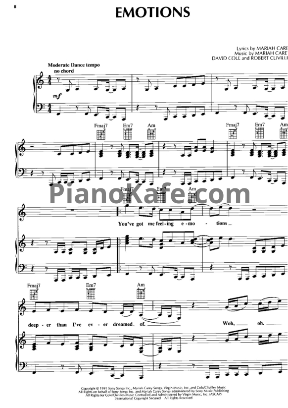 Ноты Mariah Carey - Emotions (Книга нот) - PianoKafe.com