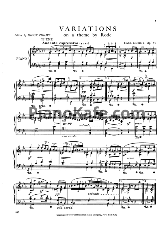 Ноты Карл Черни - Вариации на тему Роде (Op. 33) - PianoKafe.com