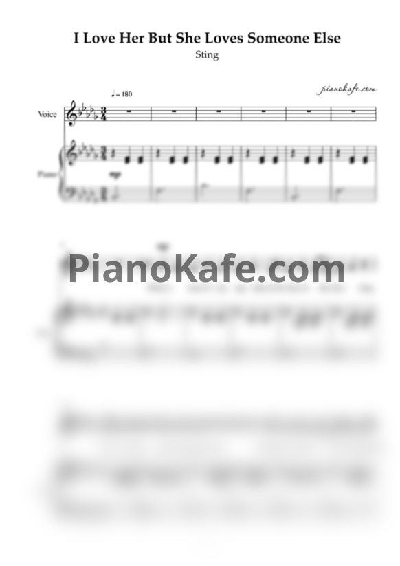 Ноты Sting - I love her but she loves someone else - PianoKafe.com