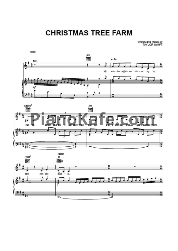 Ноты Taylor Swift - Christmas tree farm - PianoKafe.com