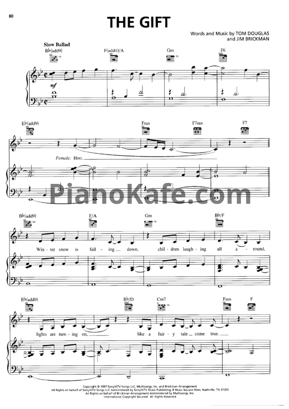 Ноты Jim Brickman feat. Collin Raye & Susan Ashton - The gift - PianoKafe.com