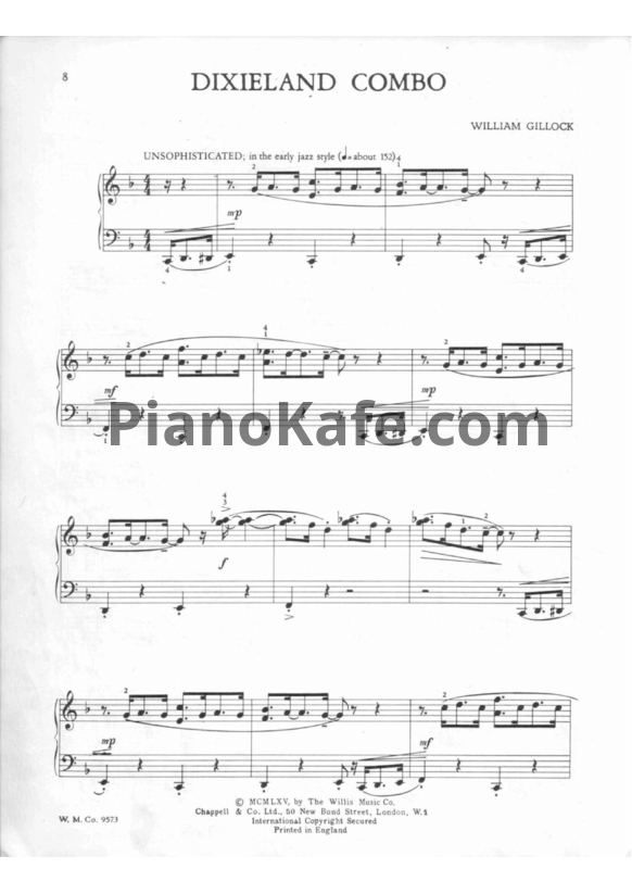 Ноты William Gillock - Dexieland combo - PianoKafe.com