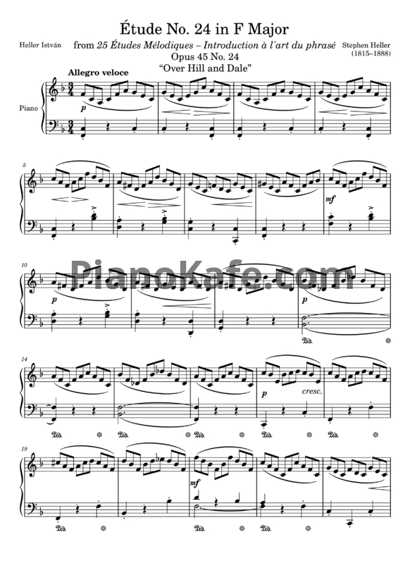 Ноты Стефан Хеллер - Этюд (Op. 45, №24) фа мажор - PianoKafe.com