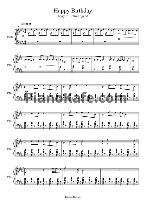 Ноты Kygo & John Legend - Happy Birthday - PianoKafe.com