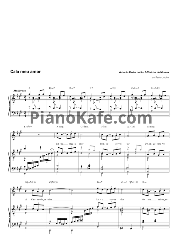 Ноты Antonio Carlos Jobim & Vinicius de Moraes - Cala meu amor - PianoKafe.com