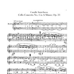 Ноты Камиль Сен-Санс - Концерт для виолончели с оркестром №1 ля минор (Op. 33, кларнет) - предпросмотр