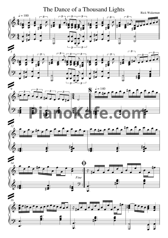Ноты Rick Wakeman - The dance of a thousand lights - PianoKafe.com
