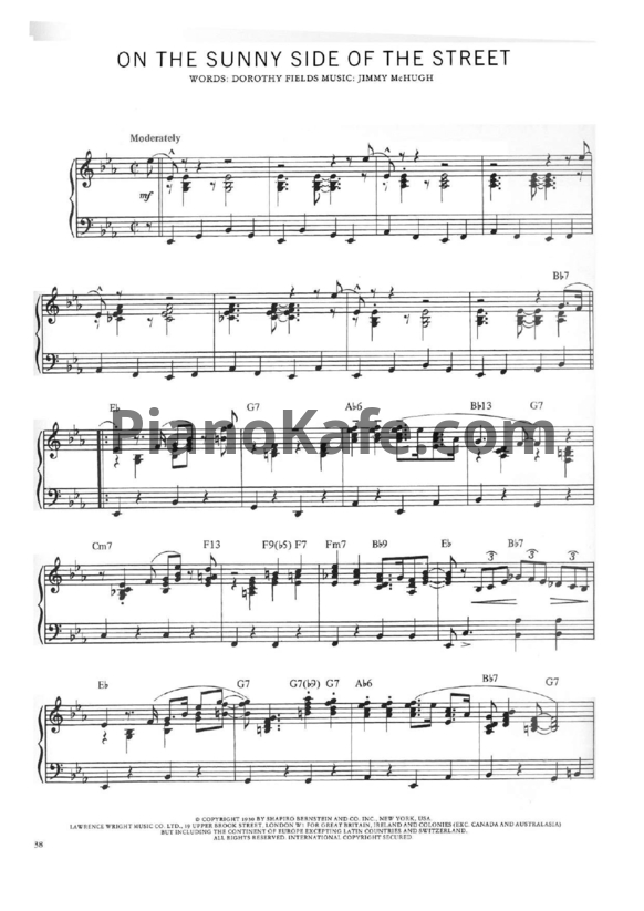 Ноты Jimmy McHugh - On the sunny side of the street - PianoKafe.com