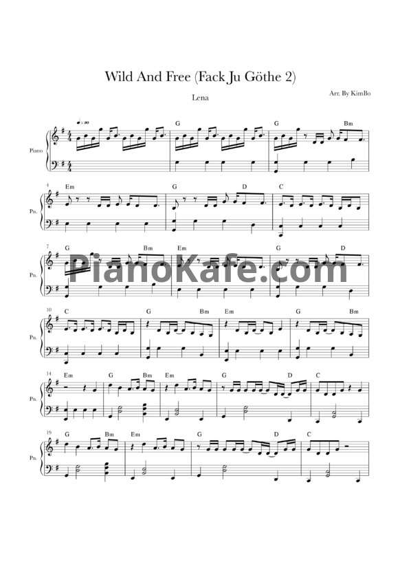 Ноты Lena - Wild and free - PianoKafe.com