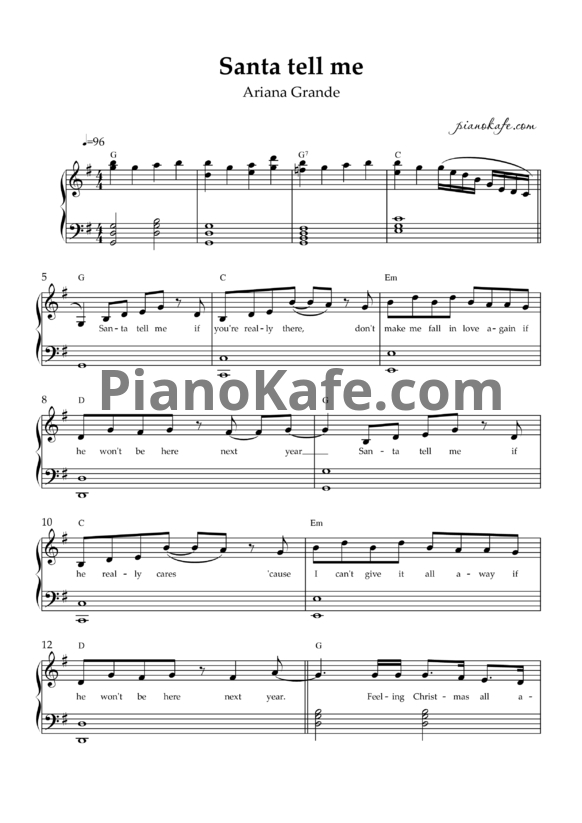 Ноты Ariana Grande - Santa tell me (Piano solo) - PianoKafe.com