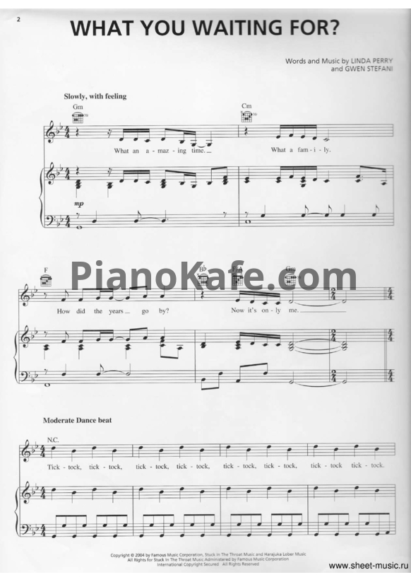 Ноты Gwen Stefani - What you waiting for? - PianoKafe.com
