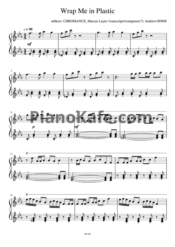 Ноты Chromance - Wrap me in plastic - PianoKafe.com
