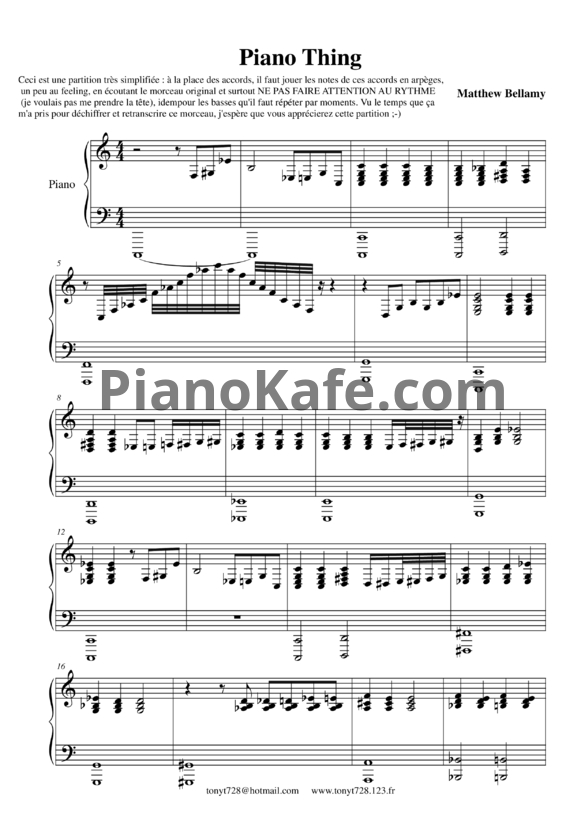 Ноты Muse - Piano thing - PianoKafe.com