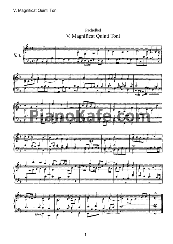 Ноты Иоганн Пахельбель - Фуга "Magnificat Quinti Toni" - PianoKafe.com
