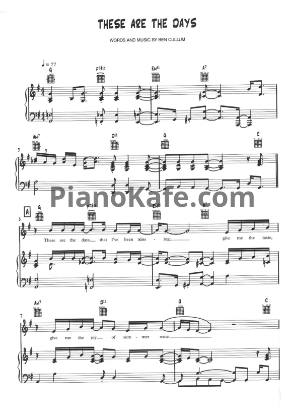 Ноты Jamie Cullum - These are the days - PianoKafe.com