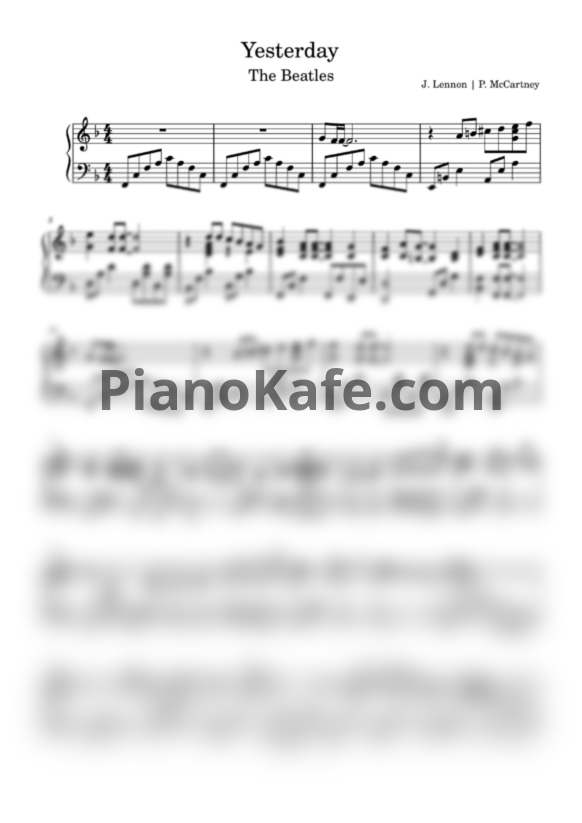 Ноты The Beatles - Yesterday (Версия 5) - PianoKafe.com