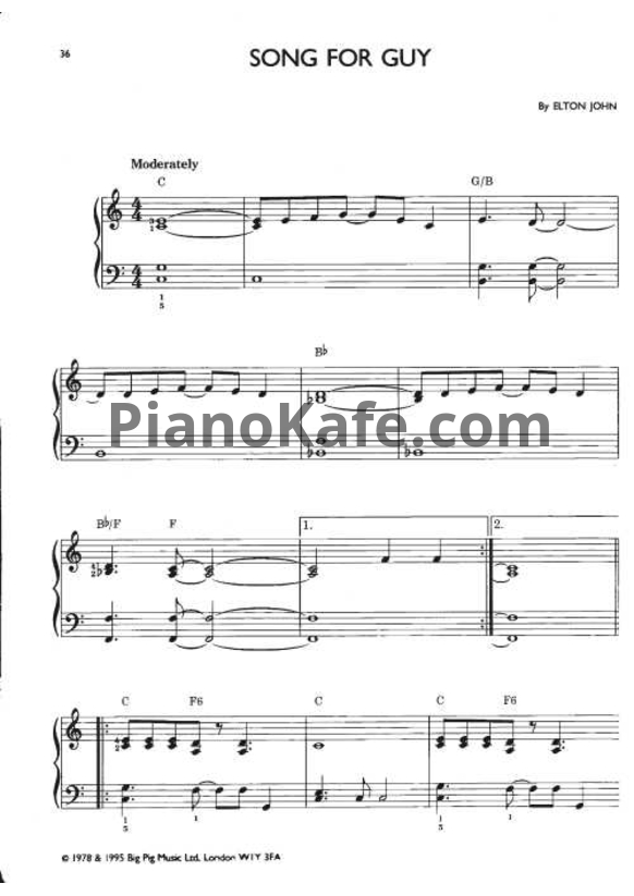 Ноты Elton John - Song for guy - PianoKafe.com