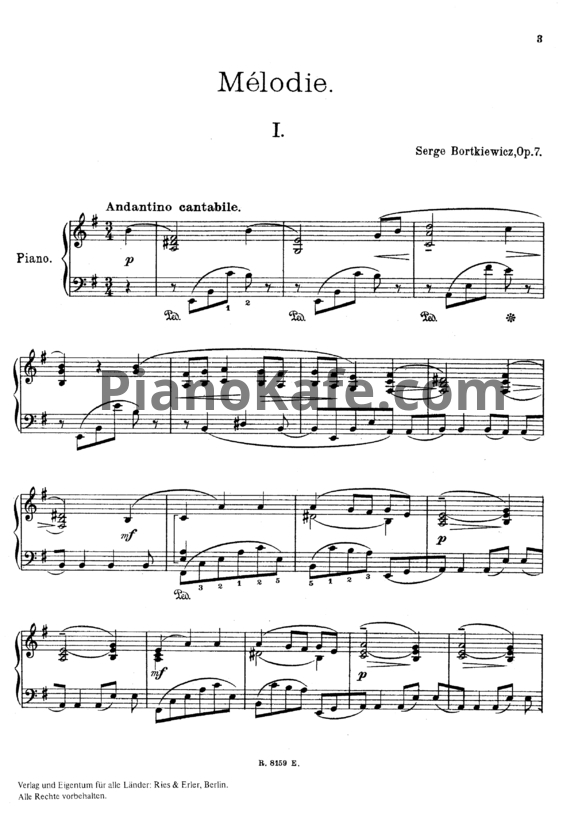 Ноты С. Борткевич - Две части (Op. 7) - PianoKafe.com