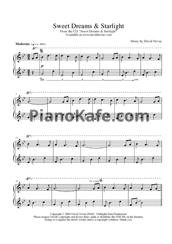 Ноты David Nevue - Sweet dreams and starlight - PianoKafe.com