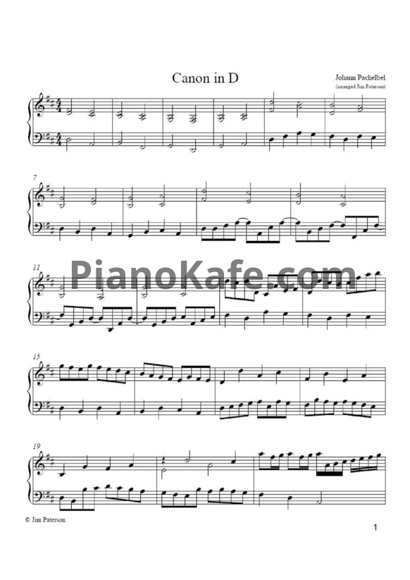 Ноты Johann Pachebel - Canon in D - PianoKafe.com