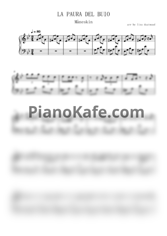 Ноты Maneskin - La paura del buio - PianoKafe.com