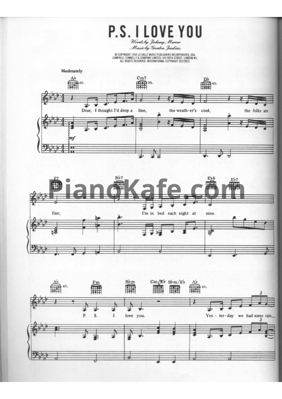 Ноты Billie Holiday - P.S. I love you - PianoKafe.com