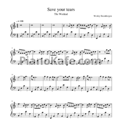 Ноты The Weeknd - Save your tears (Piano cover) - предпросмотр