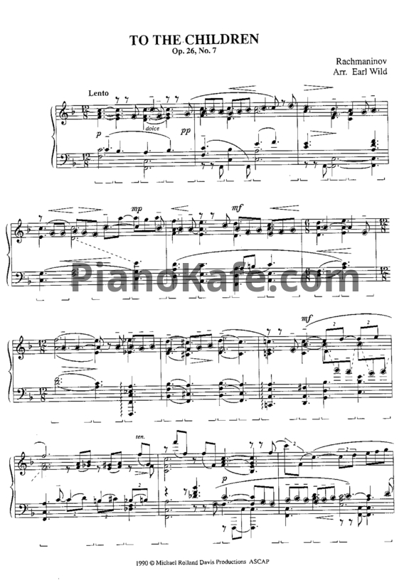 Ноты Сергей Рахманинов - To the children (Op. 26, №7) - PianoKafe.com