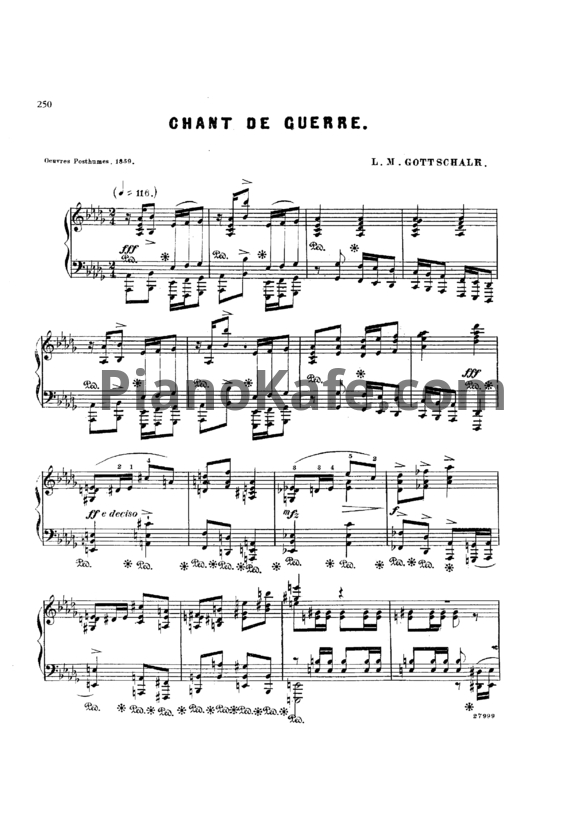 Ноты Луи Моро Готшалк - Chant de Guerre (Op. 78) - PianoKafe.com