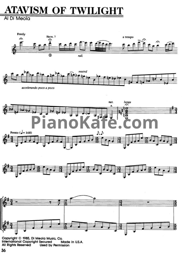 Ноты Al Di Meola - Atavism of Twilight - PianoKafe.com