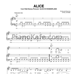 Ноты Avril Lavigne - Alice (Версия 4) - предпросмотр