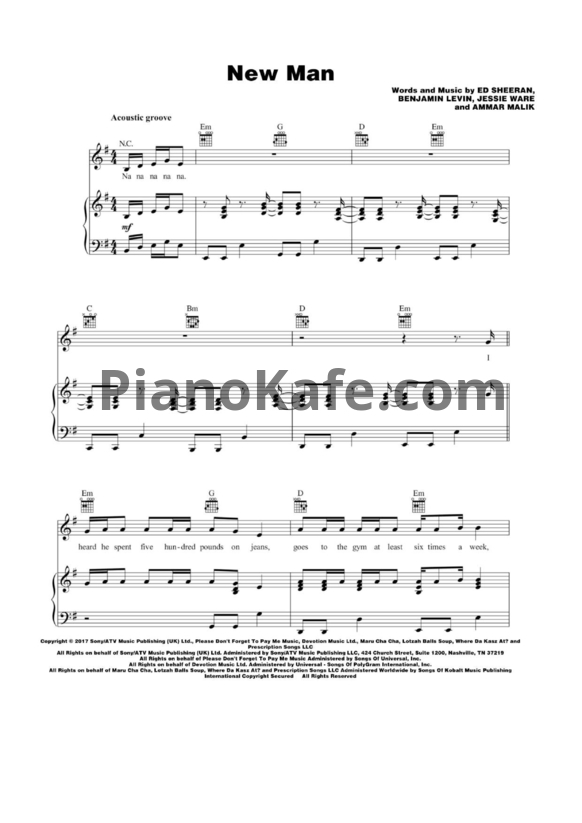 Ноты Ed Sheeran - New man - PianoKafe.com