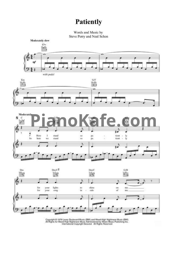 Ноты Journey - Patiently - PianoKafe.com