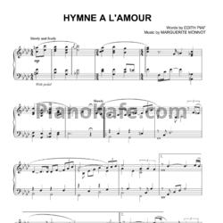 L hymne à l amour. Гимн любви Эдит Пиаф Ноты.