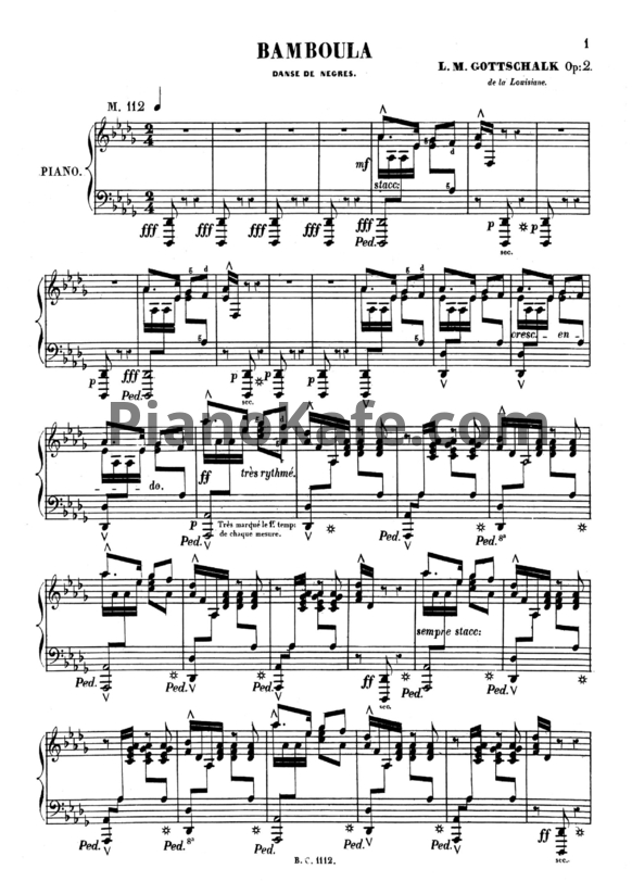Ноты Луи Моро Готшалк - Bamboula (Op. 2) - PianoKafe.com