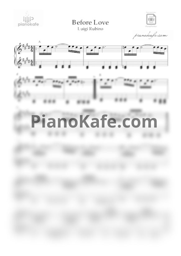 Ноты Luigi Rubino - Before love - PianoKafe.com