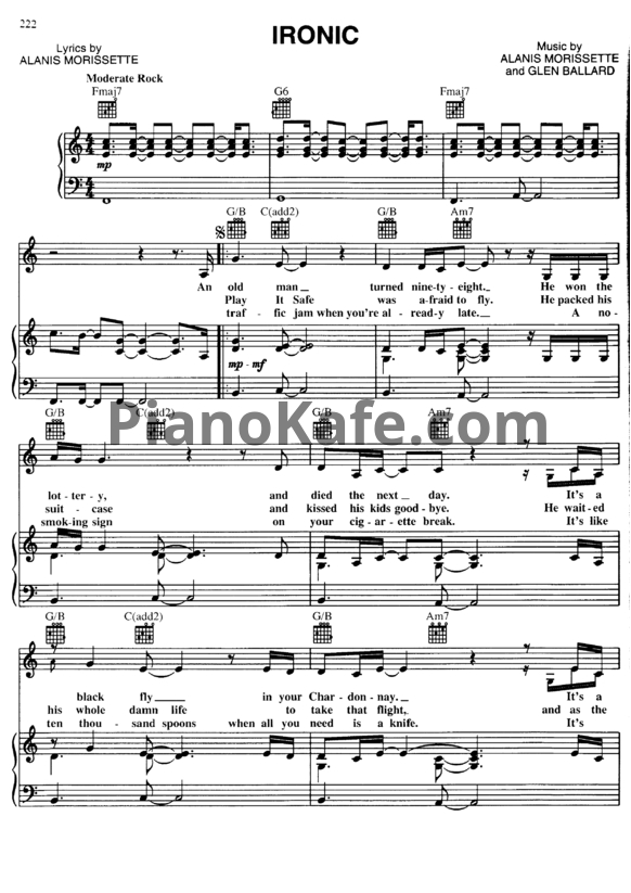 Ноты Alanis Morissette - Ironic - PianoKafe.com